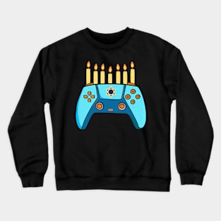 Jewish Gamepad Happy Hanukkah Funny Gaming Pajama Crewneck Sweatshirt